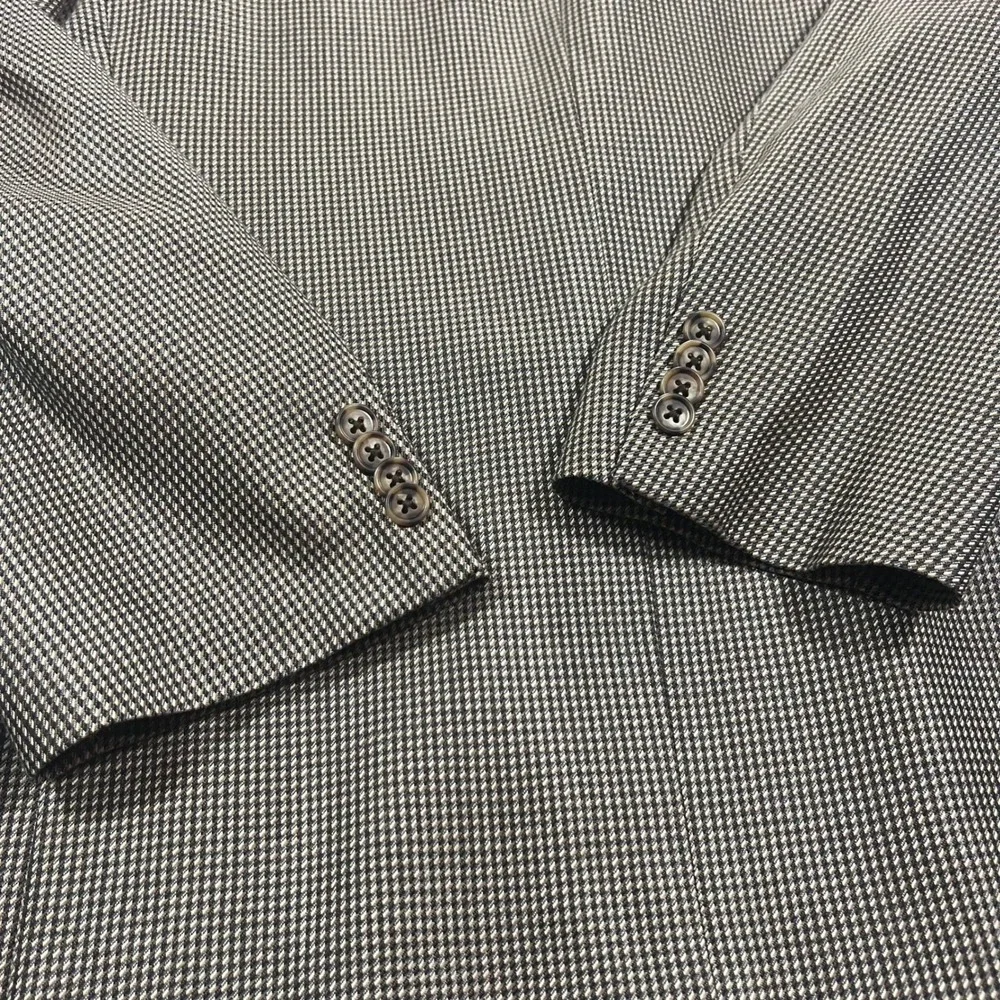 Joseph Abboud Sport Coat Mens 44L Brown Excellent Silk Wool Houndstooth Blazer